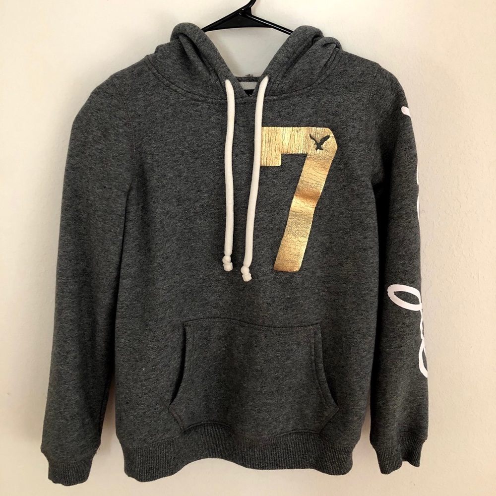American Eagle Outfitters Logo Gray Hoodie Size S